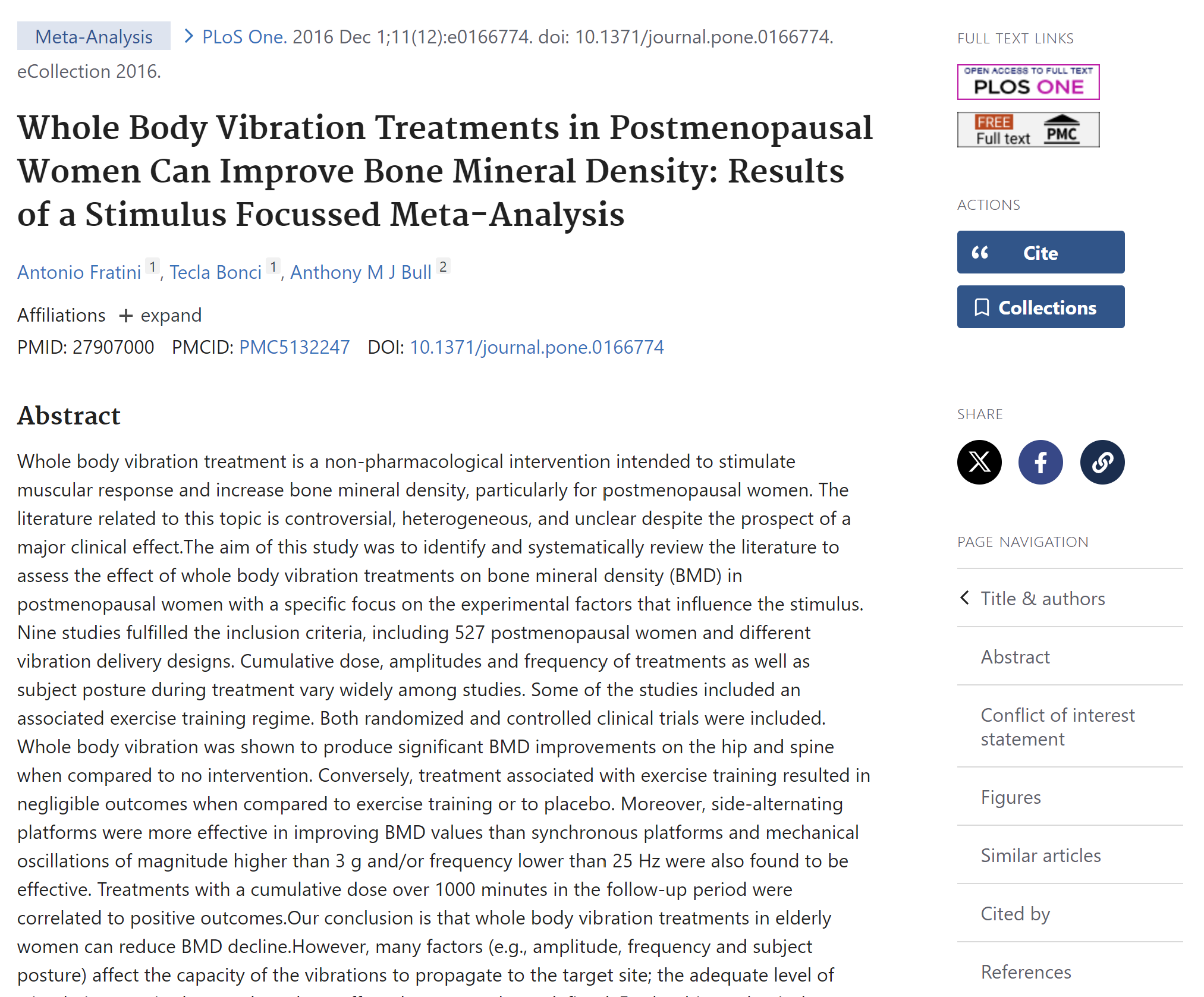 Whole Body Vibration Treatments in Postmenopausal Women Can Improve Bone Mineral Density: Results of a Stimulus Focussed Meta-Analysis