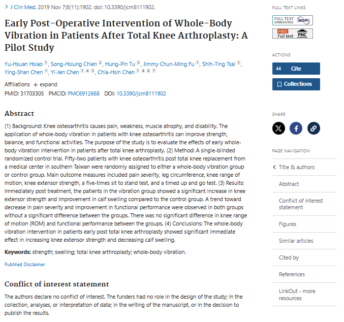 Early Post-Operative Intervention of Whole-Body Vibration in Patients After Total Knee Arthroplasty: A Pilot Study