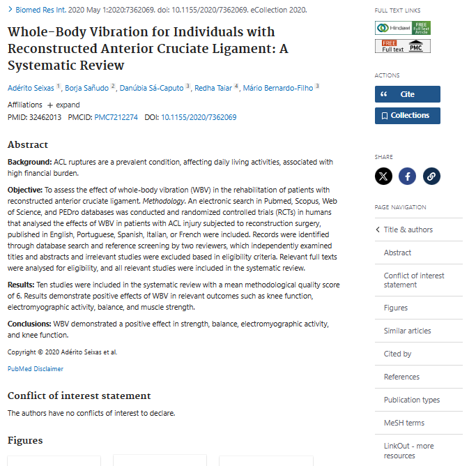  Whole-Body Vibration for Individuals with Reconstructed Anterior Cruciate Ligament: A Systematic Review