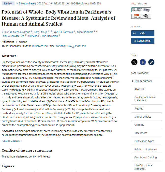 Potential of Whole-Body Vibration in Parkinson's Disease: A Systematic Review and Meta-Analysis of Human and Animal Studies