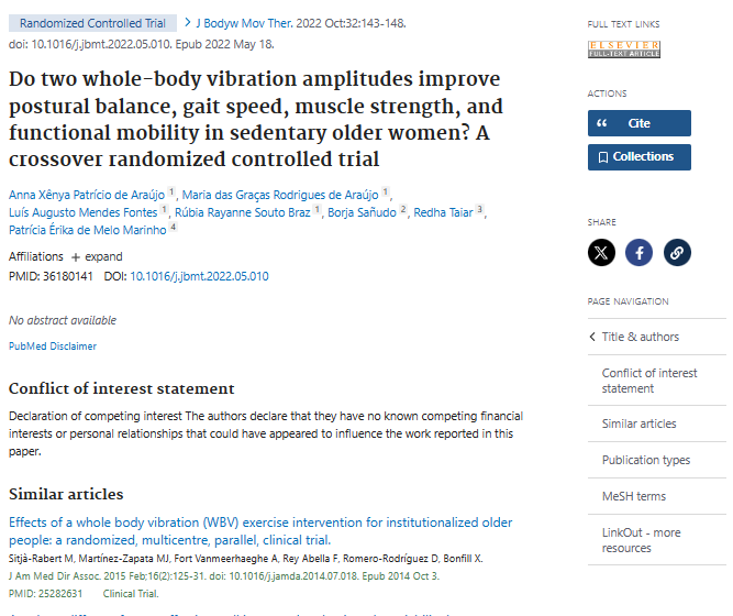 Do two whole-body vibration amplitudes improve postural balance, gait speed, muscle strength, and functional mobility in sedentary older women? A crossover randomized controlled trial