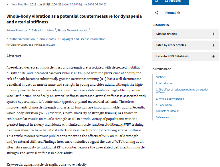 Whole-body vibration as a potential countermeasure for dynapenia and arterial stiffness