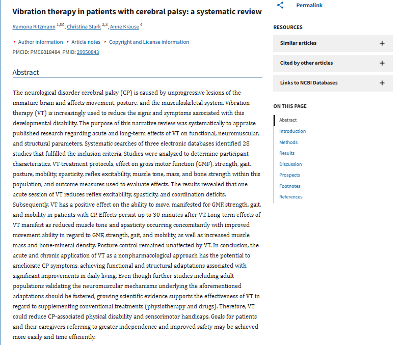 Vibration therapy in patients with cerebral palsy: a systematic review