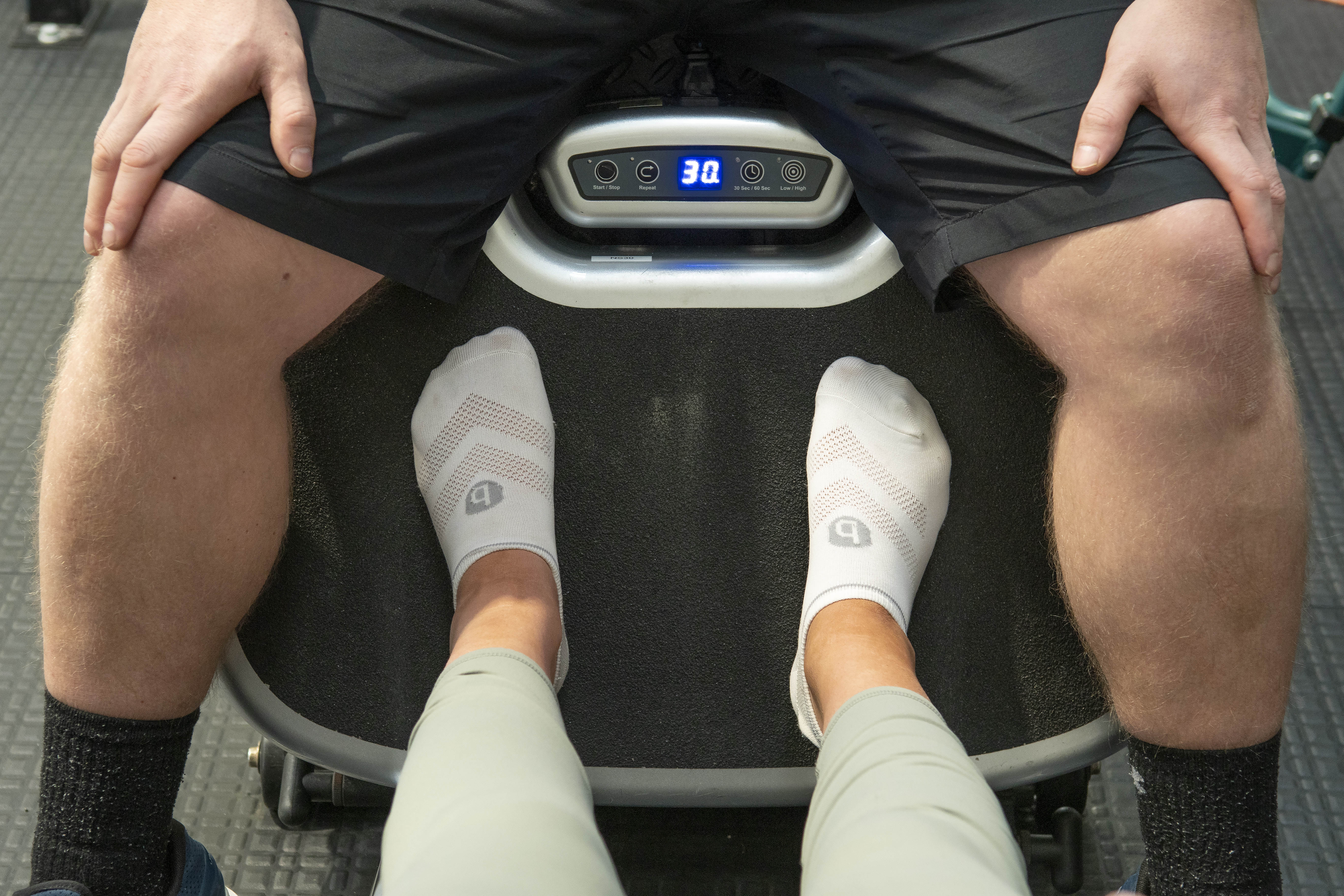 Feet on a Power Plate